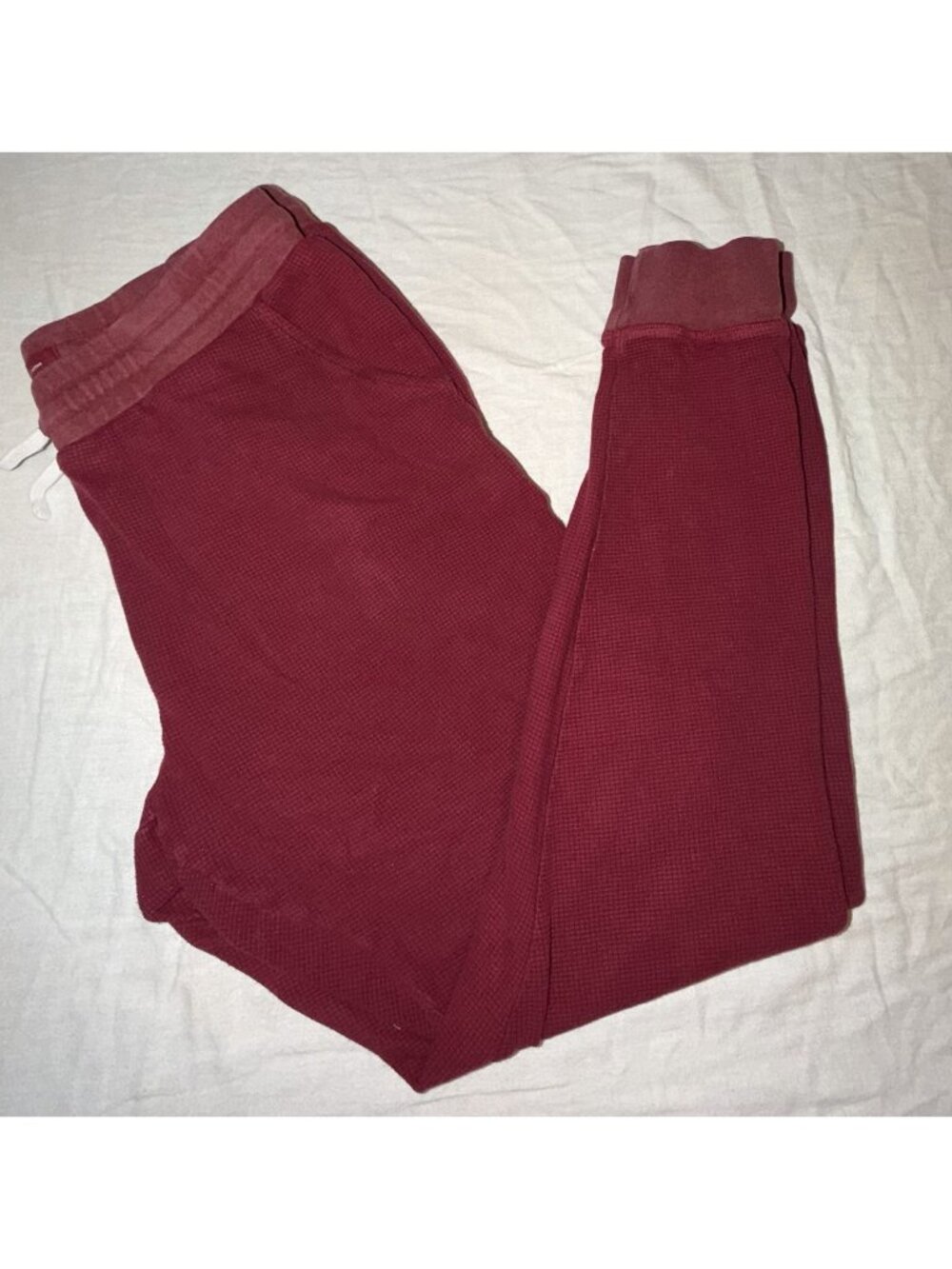 Pact Organic Cotton Thermal Waffle Knit Jogger Sweatpants burgundy Mens/womens L